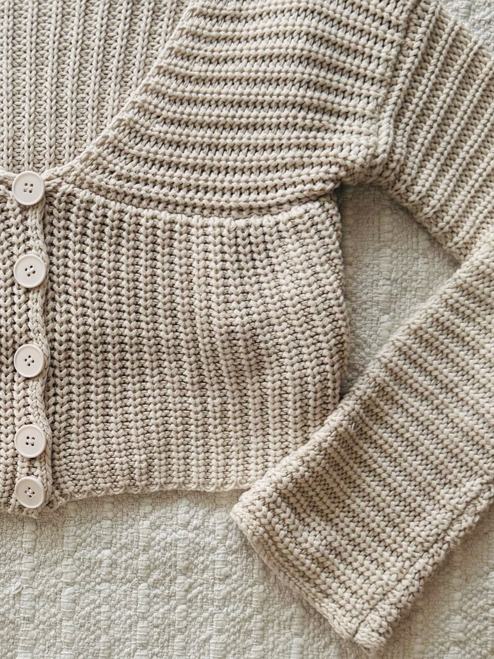 Princess Polly Artha Soft Chunky Knit Cream Button-Front Cardigan Sweater - Picture 9 of 14